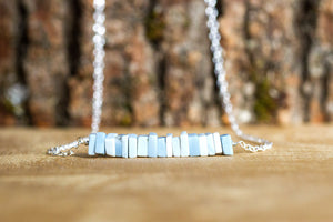Raw Blue Peruvian Opal Necklace - October Birthstone Necklace