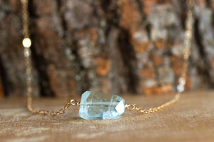 Real Aquamarine Necklace - Healing Crystal Necklace