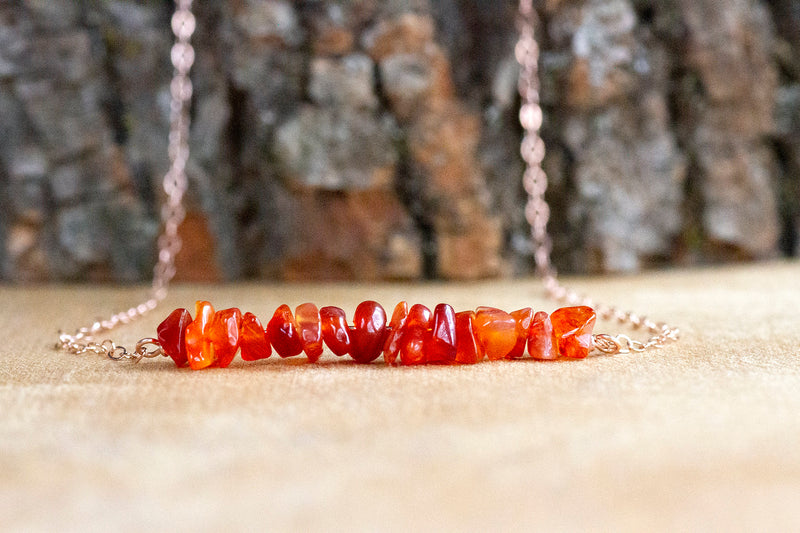 Raw Carnelian Bar Necklace