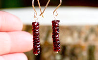 Raw Garnet Earrings - January Birthstone Drop Earrings