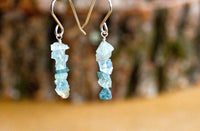 Raw Aquamarine Earrings - Aquamarine Jewelry - Raw Crystal Earrings