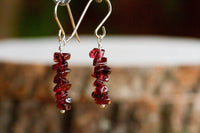 Raw Garnet Earrings -January Birthstone - Capricorn Zodiac