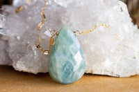 Aquamarine Pendant Necklace in 14K Gold Fill - Pisces Necklace