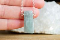 Silver Aquamarine Pendant Necklace  - Pisces Zodiac Necklace