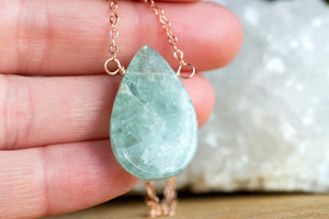Aquamarine Pendant Necklace in 14K Rose Gold Fill - Pisces Necklace