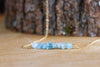 Raw Aquamarine Bar Necklace - March Birthstone Jewelry for Pisces