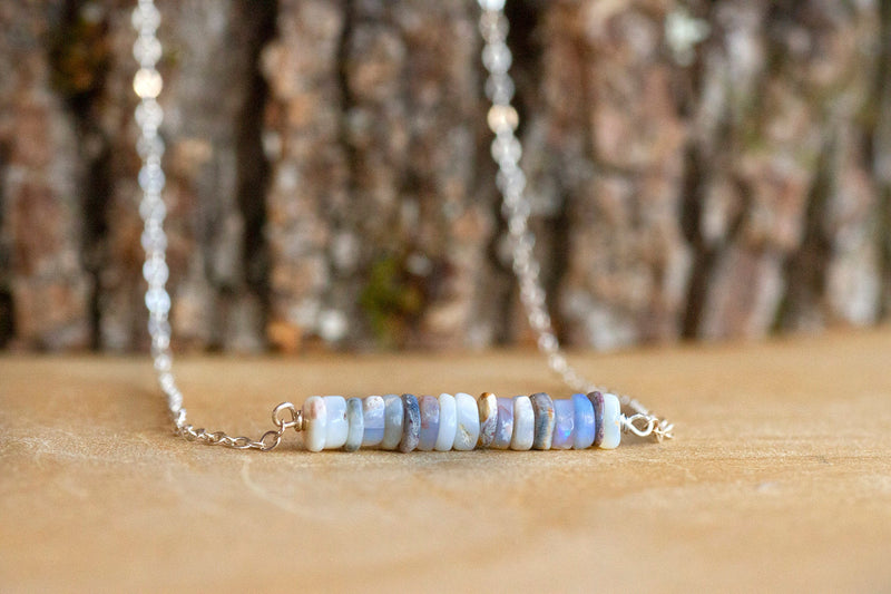 Raw Opal Necklace - October Birthstone Necklace for Libra