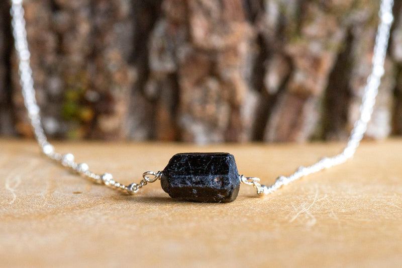 Raw Black Tourmaline Necklace - Empath Protection - EMF