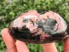 XXL Rhodonite Stone 77mm - Free form Rhodonite - Rhodonite Palmstone - Crystal Grid Tools - Massage Stone - Rhodonite Gallet