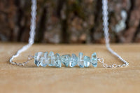 Aquamarine Crystal Bar Necklace - March Birthstone Necklace - Throat Chakra Necklace