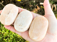 Peach Moonstone Palm Stone