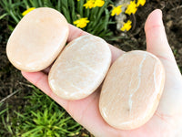 Peach Moonstone Palm Stone