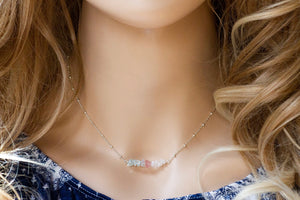 Fertility and Pregnancy Necklace with Aquamarine, Moonstone and Rose Quartz