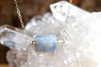 Raw Blue Calcite Necklace - Throat Chakra Crystal Necklace