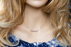 Kunzite Stone Bar Necklace - Heart Charka Crystal Jewelry
