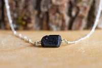 Raw Black Tourmaline Necklace - Empath Protection - EMF