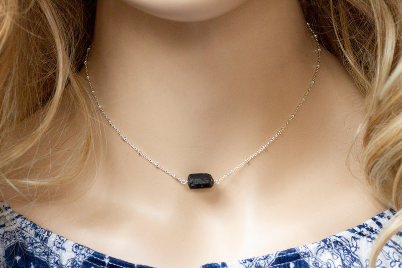 Raw Black Tourmaline Necklace - Empath Protection - EMF