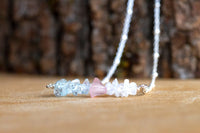 Fertility and Pregnancy Necklace with Aquamarine, Moonstone and Rose Quartz