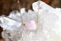 Raw Kunzite Necklace - Raw Stone Jewelry