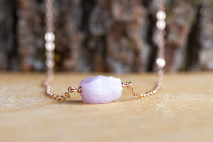 Raw Kunzite Necklace - Raw Stone Jewelry