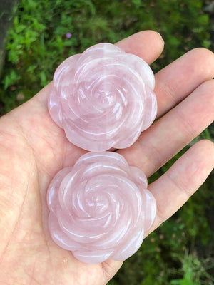 Rose Quartz Rose Flower Carving 2" - Reiki Crystals
