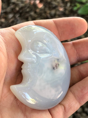 Dendritic Agate Druzy Moon Carving 59mm