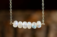 Rainbow Moonstone Bar Necklace - Birthstone Jewelry - Healing Crystals