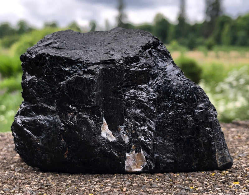 Raw Black Tourmaline Self Standing Crystal 66mm