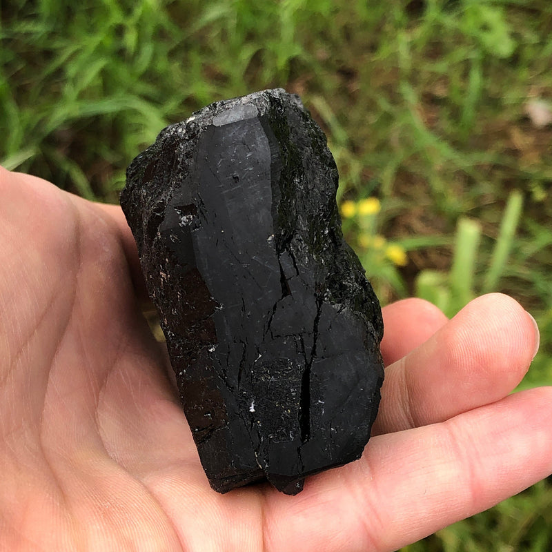 Raw Black Tourmaline Self Standing Crystal 97mm