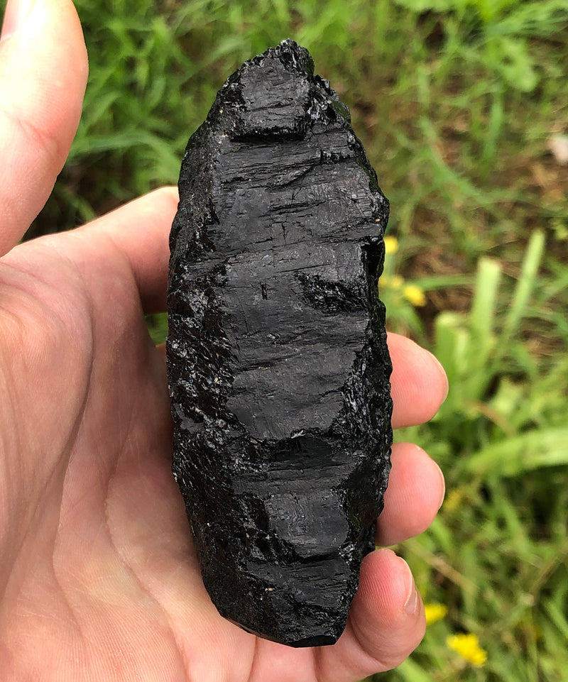 Raw Black Tourmaline Self Standing Crystal 97mm