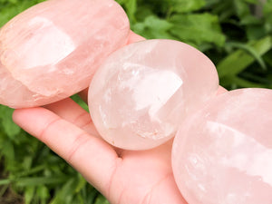 Rose Quartz Palm Stone - Heart Chakra Crystal - Healing Crystals