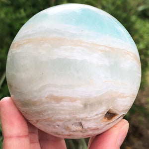 Blue Aragonite Sphere 71mm - Throat Chakra Stone