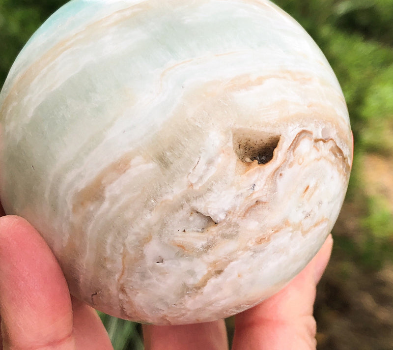 Blue Aragonite Sphere 71mm - Throat Chakra Stone