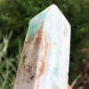 Blue Aragonoite Crystal Obelisk 128mm - Throat Chakra Aragonite Point