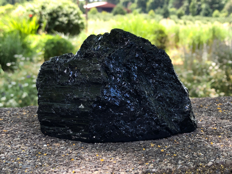 Raw Black Tourmaline Self Standing Crystal 134mm