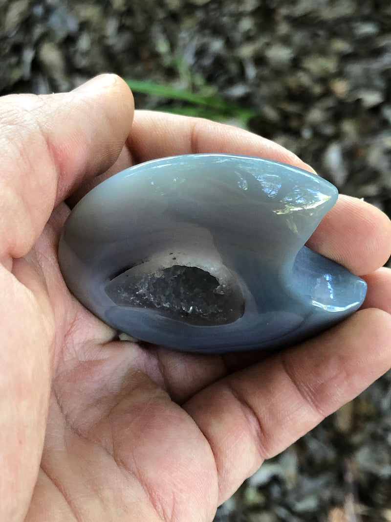 Blue Agate Druzy Moon 60mm