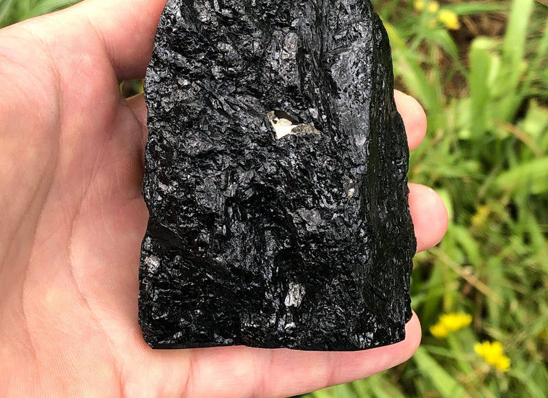 Raw Black Tourmaline Self Standing Crystal 97mm