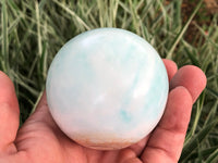 Caribbean Calcite Sphere 64mm - Aaragonite Ball - Throat Chakra Stone - Healing Crystals - Crystal Grid - Blue Araginite Crystal Sphere - ET