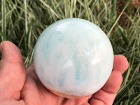 Caribbean Calcite Sphere 64mm - Aaragonite Ball - Throat Chakra Stone - Healing Crystals - Crystal Grid - Blue Araginite Crystal Sphere - ET