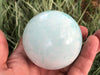 Caribbean Calcite Sphere 64mm - Aaragonite Ball - Throat Chakra Stone - Healing Crystals - Crystal Grid - Blue Araginite Crystal Sphere - ET