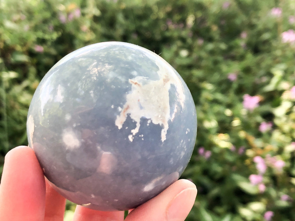 Angelite Sphere 52mm  - Throat Chakra Stone
