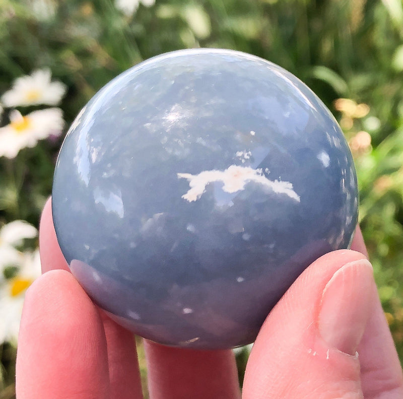 Angelite Sphere 49mm  - Throat Chakra Stone