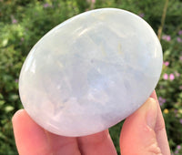 XL Blue Calcite Palm Stone - Anxiety Stone - Massage Crystal - Throat Chakra