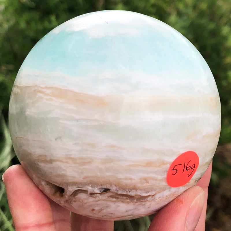 Blue Aragonite Sphere 71mm - Throat Chakra Stone