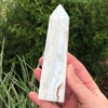 Blue Aragonoite Crystal Obelisk 128mm - Throat Chakra Aragonite Point