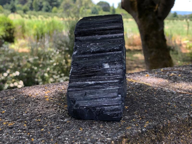 Raw Black Tourmaline Self Standing Crystal 108mm YA