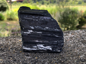 Raw Black Tourmaline Self Standing Crystal 68mm - EMF Protection