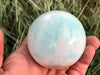 Caribbean Calcite Sphere 64mm - Aaragonite Ball - Throat Chakra Stone - Healing Crystals - Crystal Grid - Blue Araginite Crystal Sphere - ET