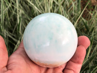 Caribbean Calcite Sphere 64mm - Aaragonite Ball - Throat Chakra Stone - Healing Crystals - Crystal Grid - Blue Araginite Crystal Sphere - ET