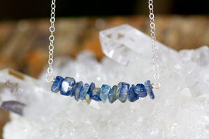Raw Kyanite Bar Necklace - Blue Kyanite - Throat Chakra Necklace - Healing Crystal Neckalce - Gift for Her - Blue Kyanite Jewelry